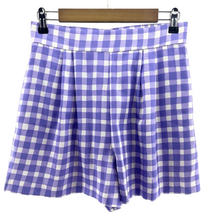 NWT Anthropologie Purple Gingham Checkered Shorts Size 10